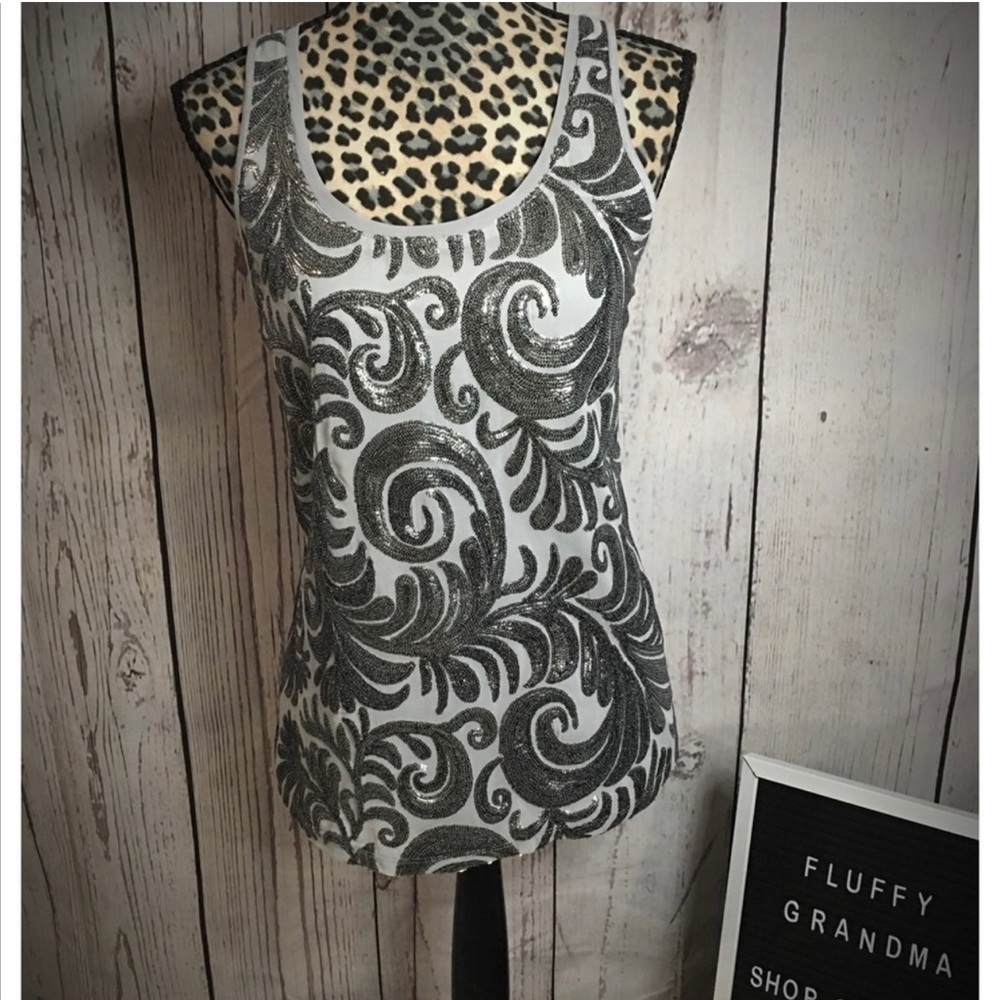 Express Grey Sequined Tank Small